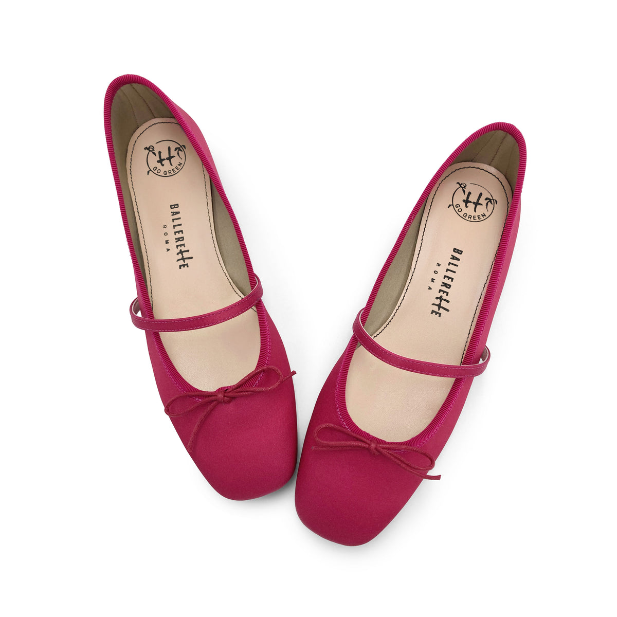 TT Go Green Collection - Ballerine Mary Jane fucsia in raso eco
