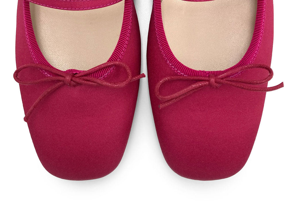 TT Go Green Collection - Ballerine Mary Jane fucsia in raso eco