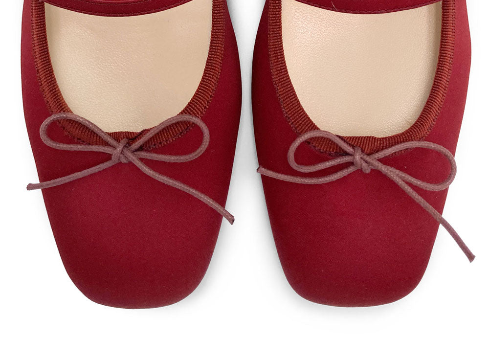 TT Go Green Collection - Ballerine Mary Jane rosse in raso eco