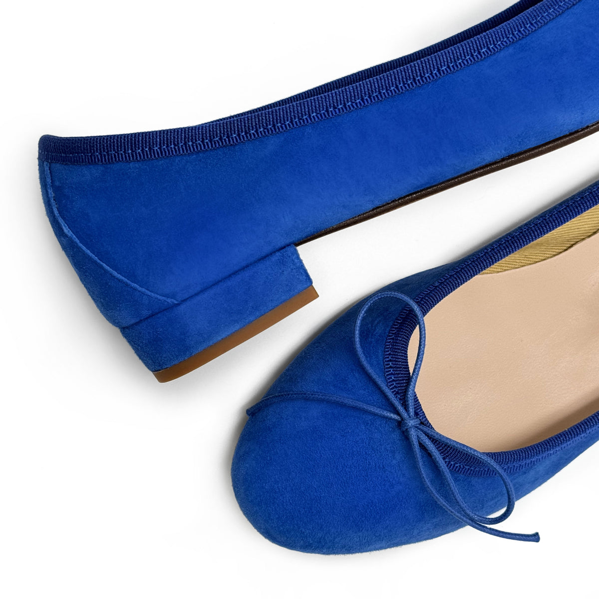 Royal blue suede medium heel ballet flats