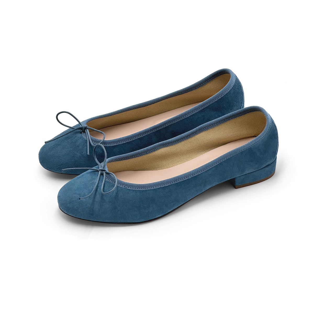 Coelinblaue Wildlederballerinas mit Absatz
