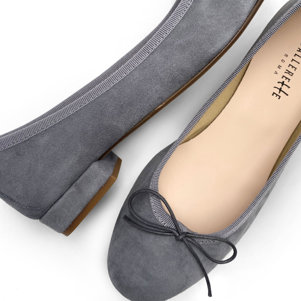 Ballerines en daim gris anthracite à talon
