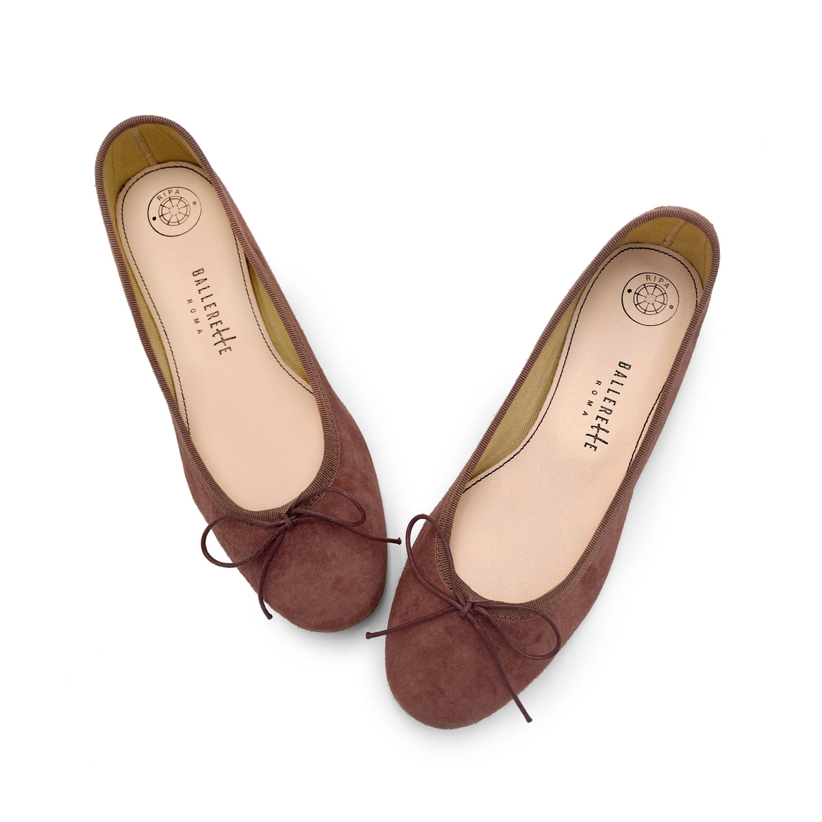 Ballerine con tacco vino in camoscio