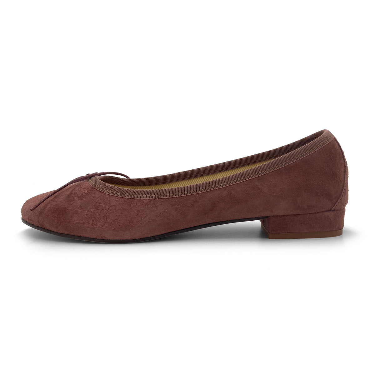 Ballerine con tacco vino in camoscio