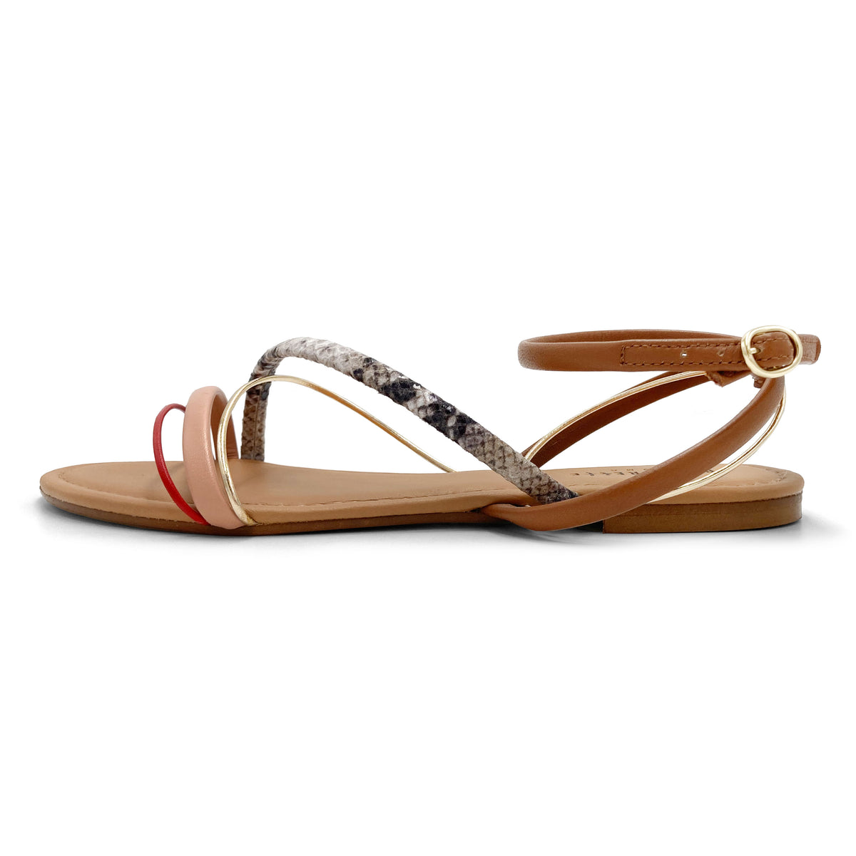 Sandales femme en cuir tressées multicolores