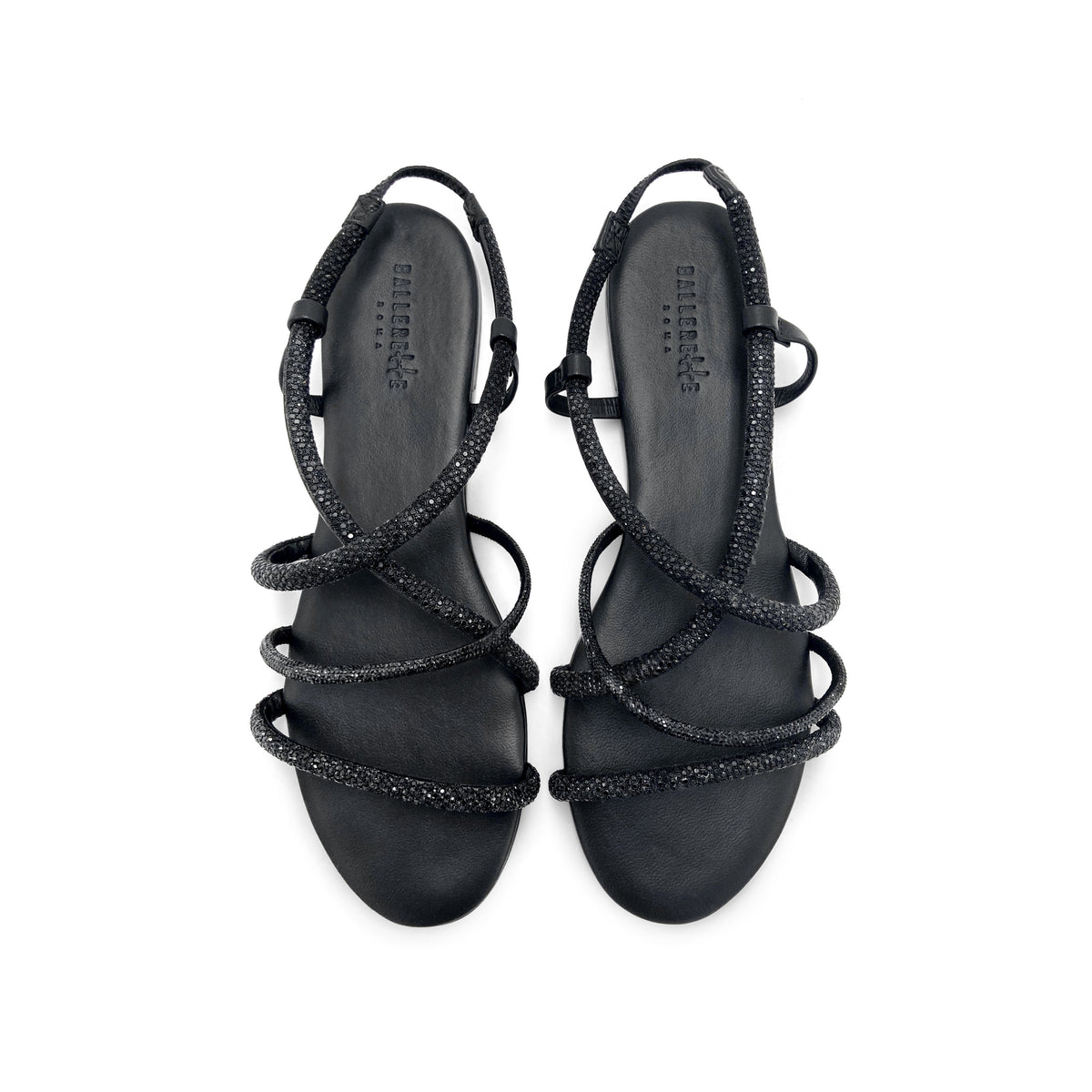 Black cage jeweled sandals with rhinestones
