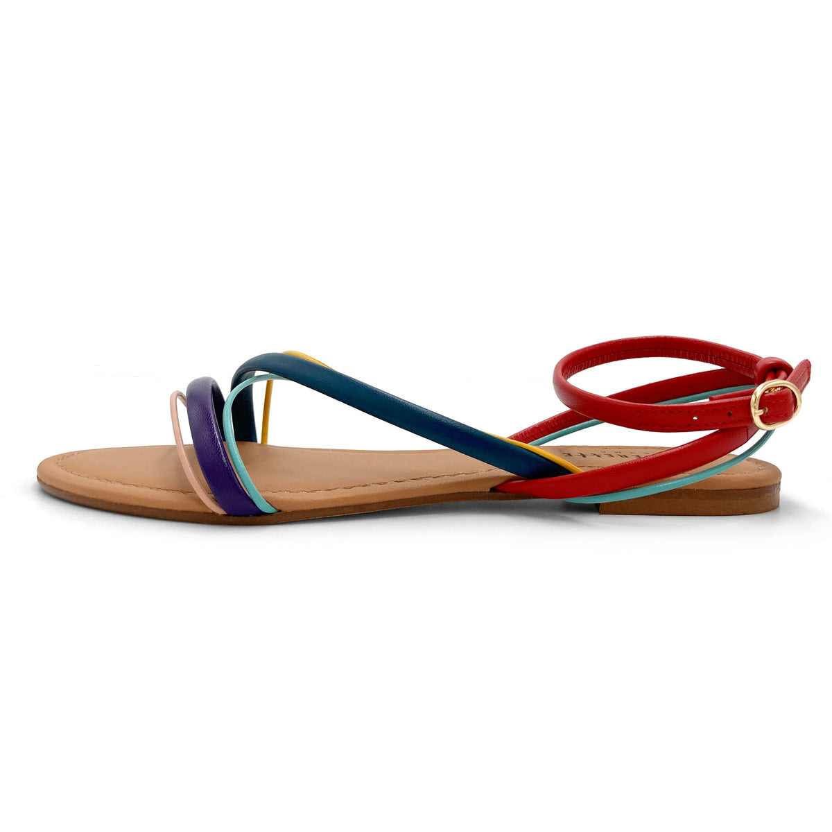 Bunte geflochtene Damen-Sandalen aus Leder