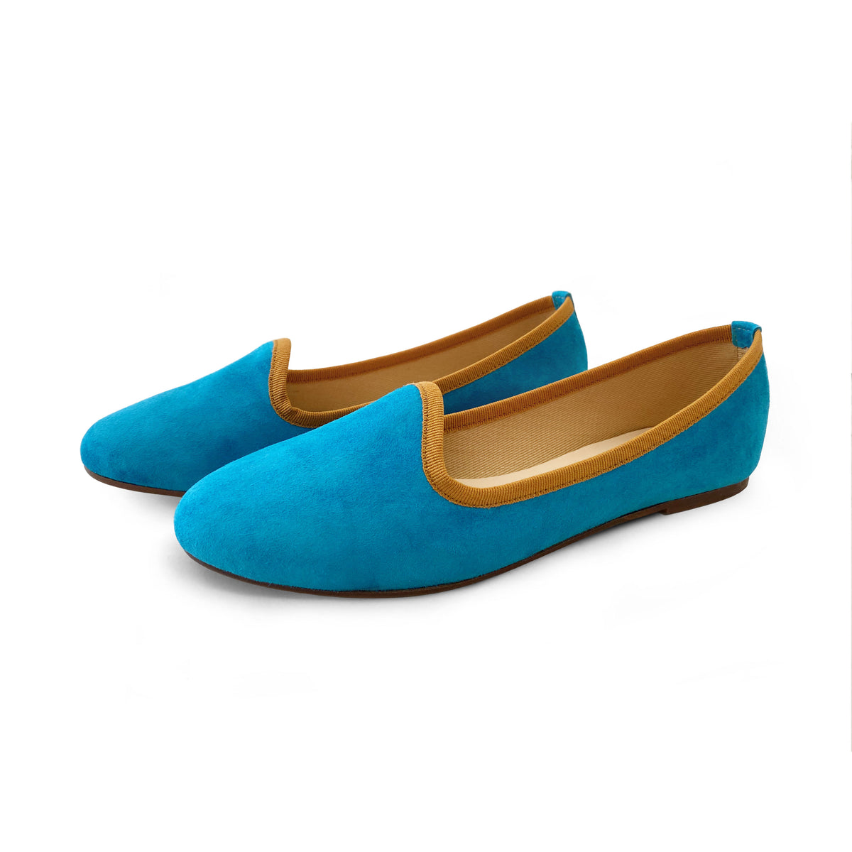 Slippers donna in camoscio azzurro