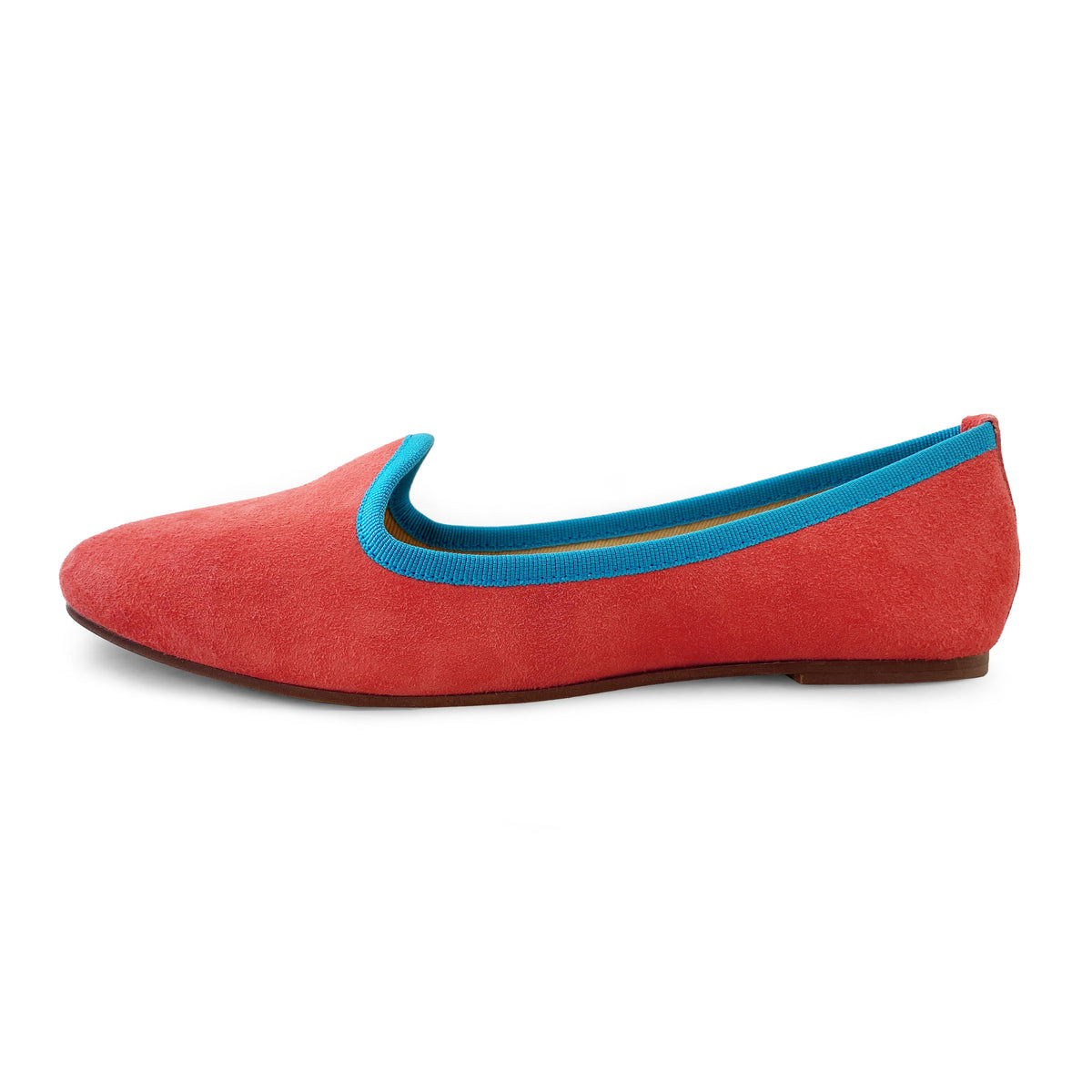 Korallrosa Damen Slippers aus Wildleder