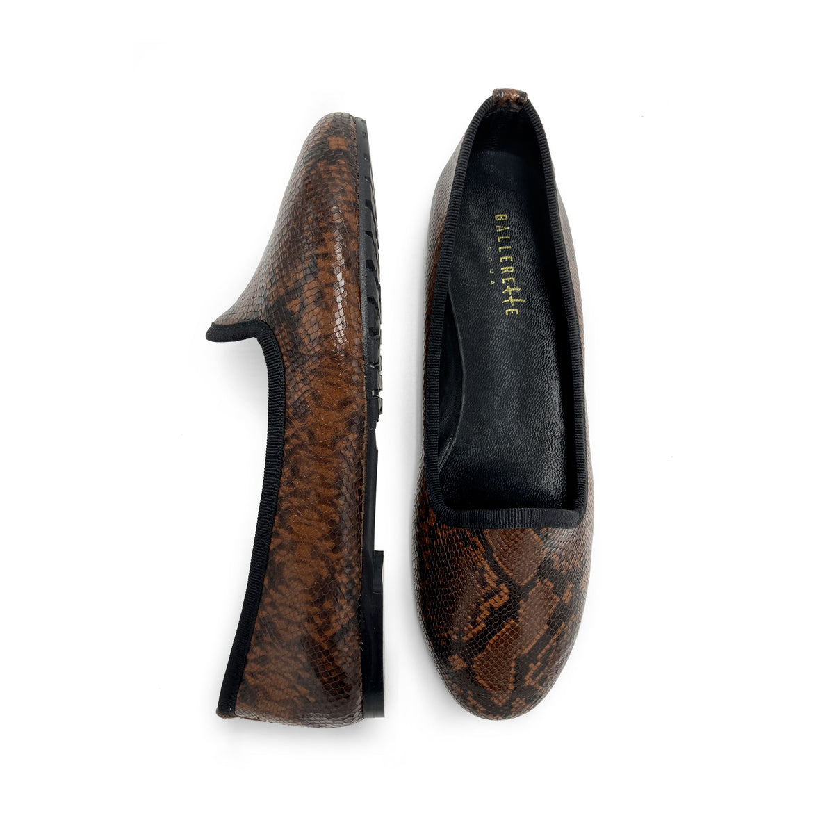 Brown animal print leather loafers