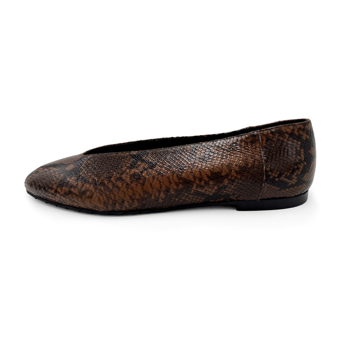 Brown animal print leather high shoe-vamp flats