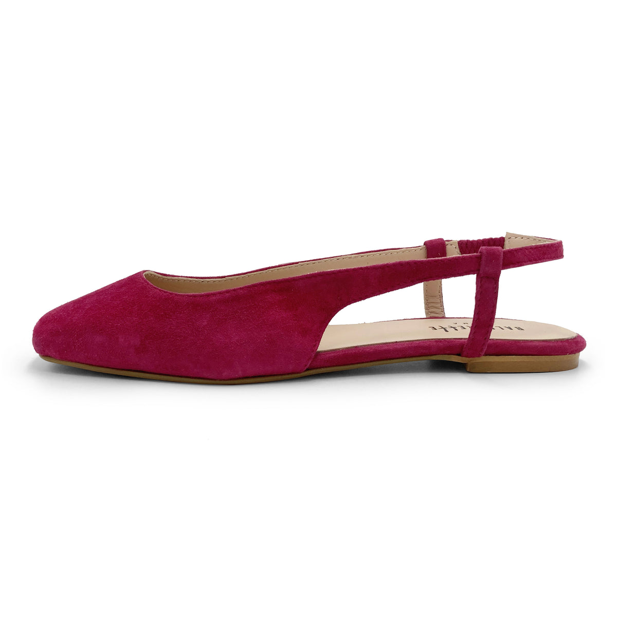 Fuchsia Slingback Ballerinas aus Wildleder mit quadratischer Spitze
