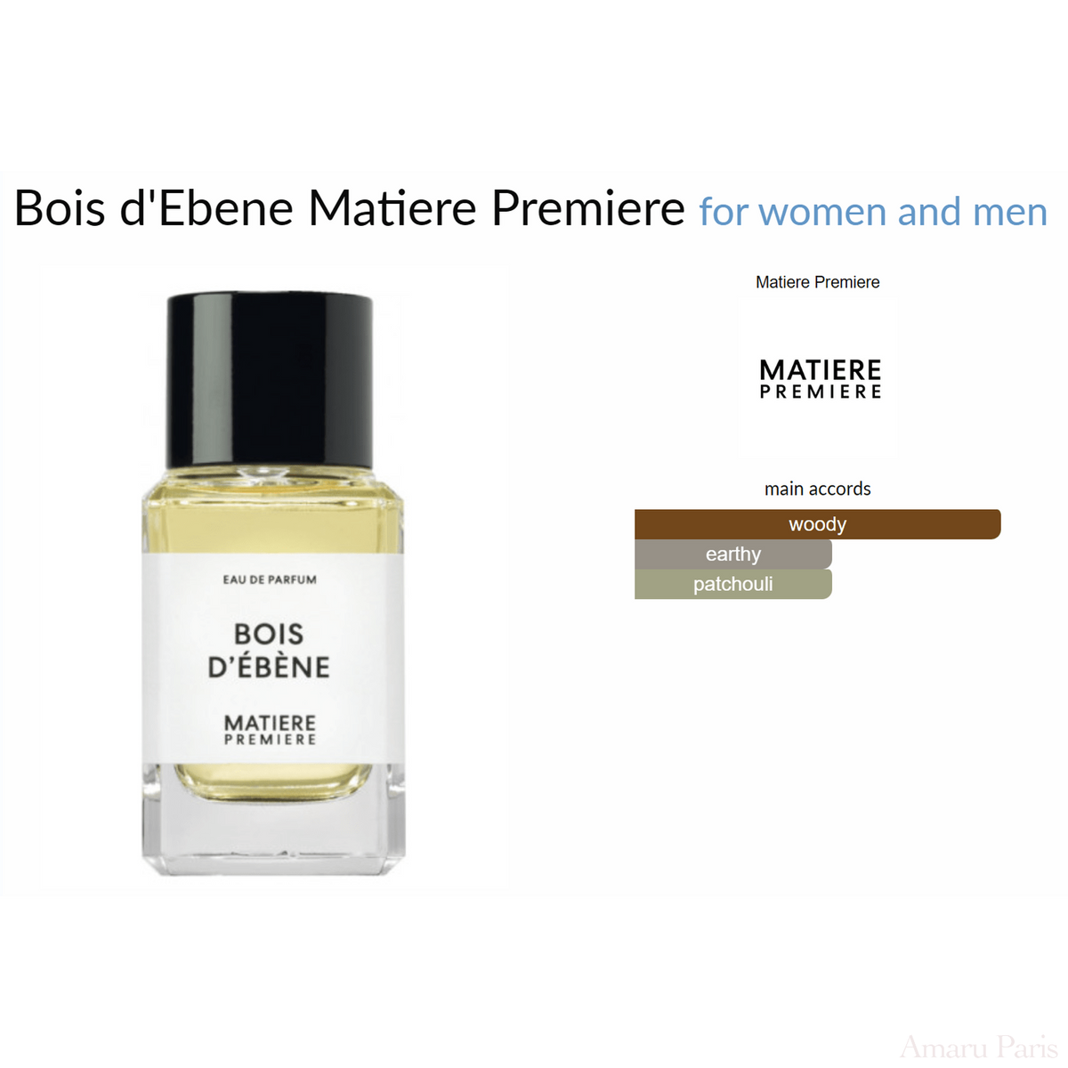 Bois d'Ebene Matiere Premiere for women and men Decant Samples - ParfumAmaruParis