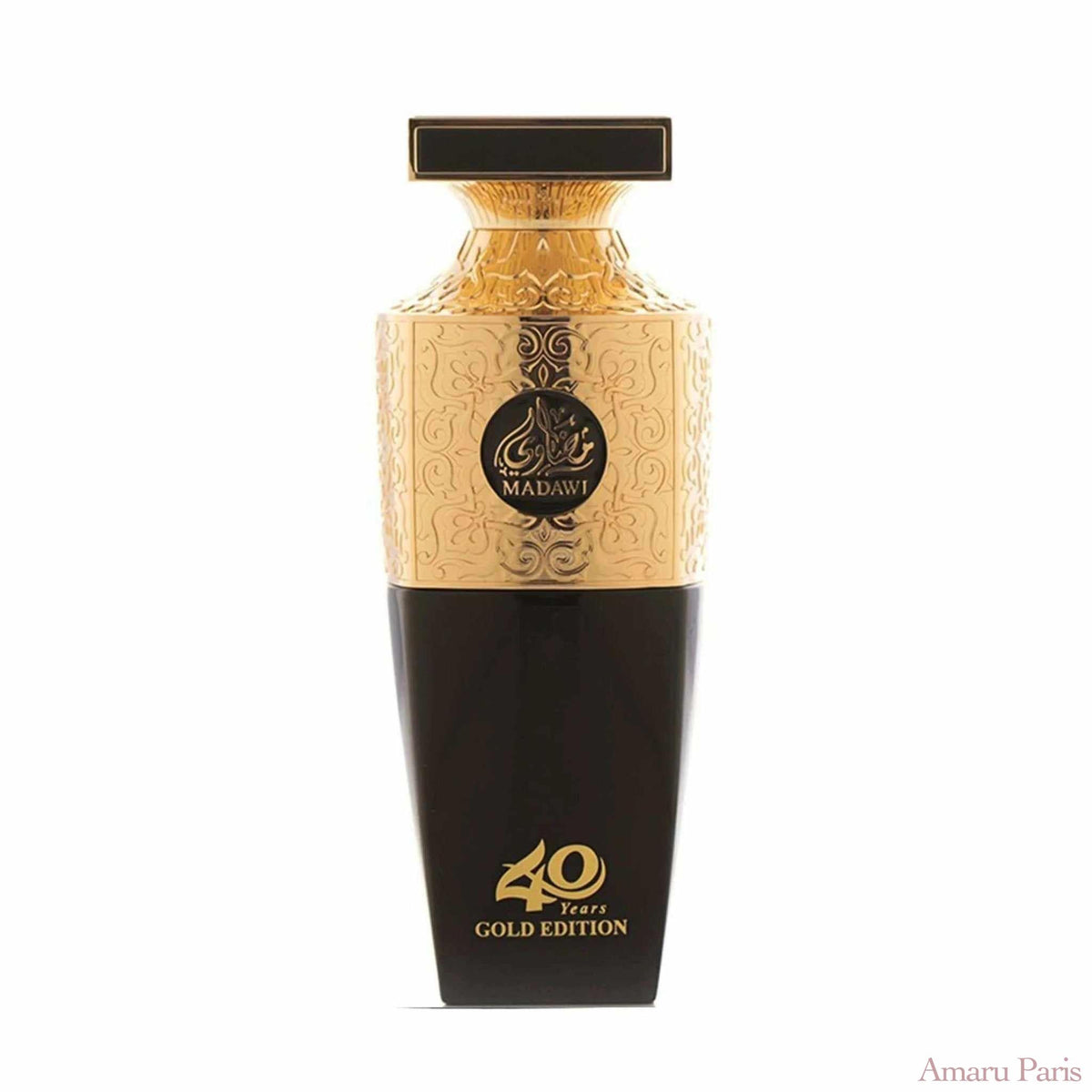Madawi 40 years Gold Edition d'Arabian Oud – flacon original et fiole décant Amaru Paris