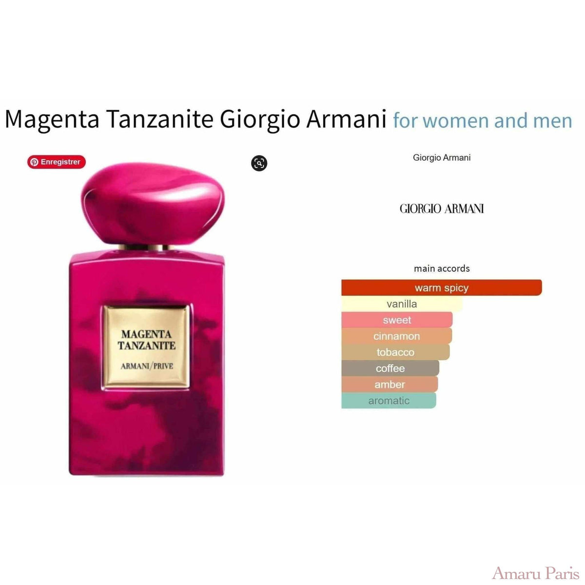 Magenta Tanzanite Giorgio Armani for women and men Decant Fragrance Samples - ParfumAmaruParis