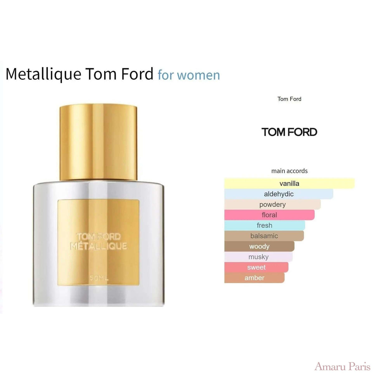 Metallique Tom Ford for women Decant Fragrance Samples - ParfumAmaruParis