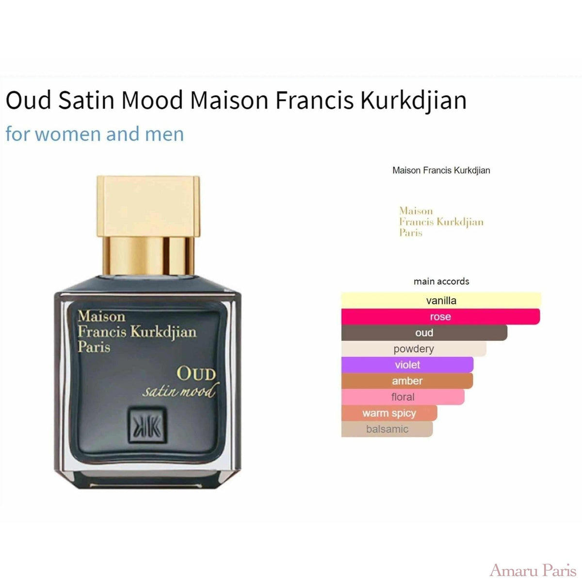 Oud Satin Mood Maison Francis Kurkdjian for women and men Decant Fragrance Samples - ParfumAmaruParis