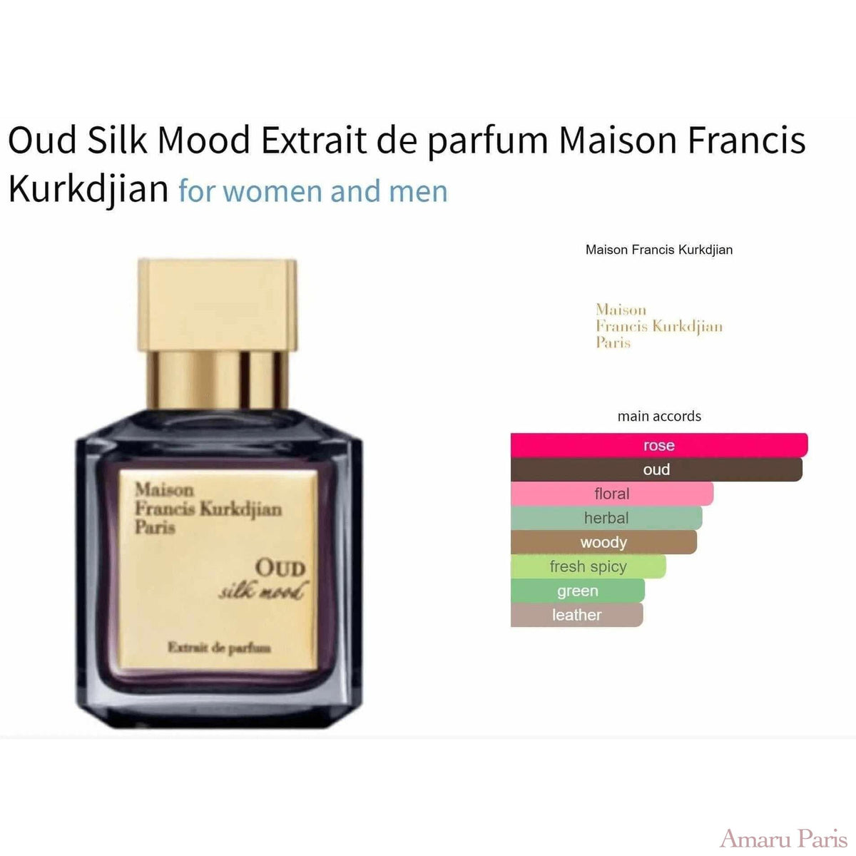 Oud Silk Mood Extrait de parfum Maison Francis Kurkdjian for women and men Decant Fragrance Samples - ParfumAmaruParis