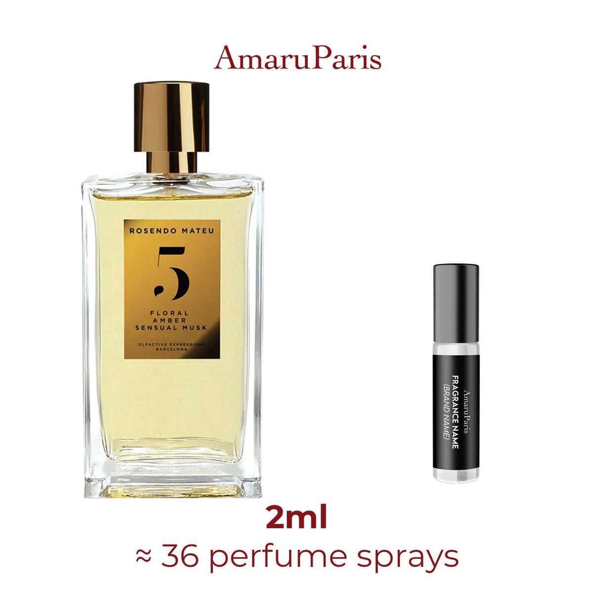 Nº 5 Floral, Amber, Sensual Musk Rosendo Mateu – échantillon 2 ml