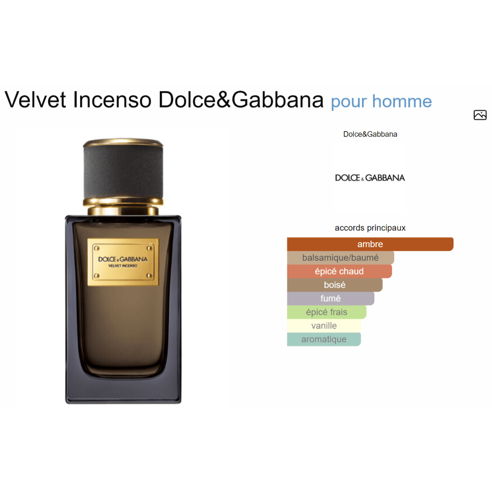 Parfum Velvet Incenso Dolce&Gabbana pour homme - ParfumAmaruParis