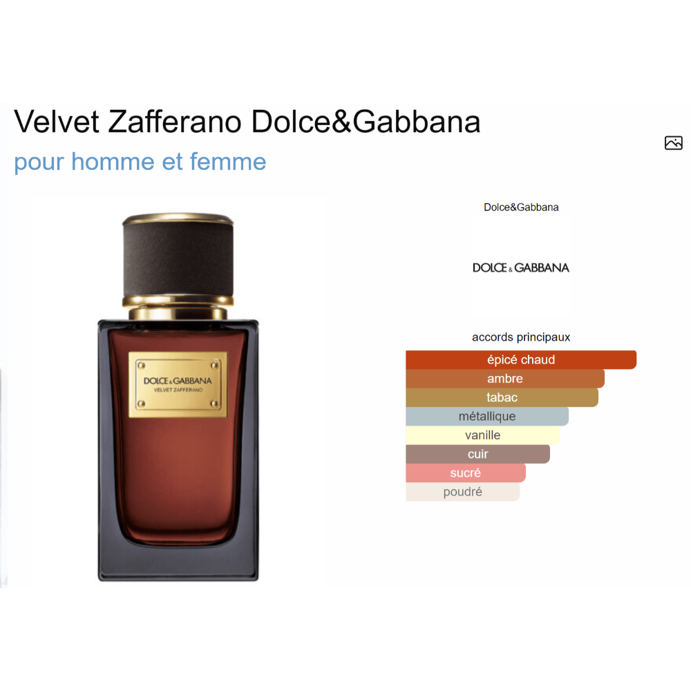 Parfum Velvet Zafferano Dolce&Gabbana unisexe - ParfumAmaruParis
