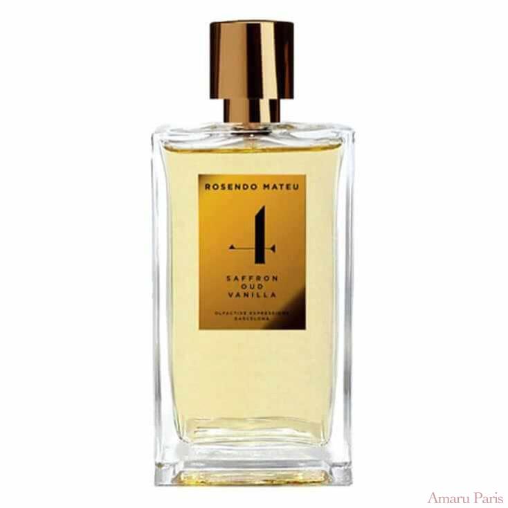 Nº 4 Saffron, Oud, Vanilla de Rosendo Mateu – flacon original et fiole décant Amaru Paris