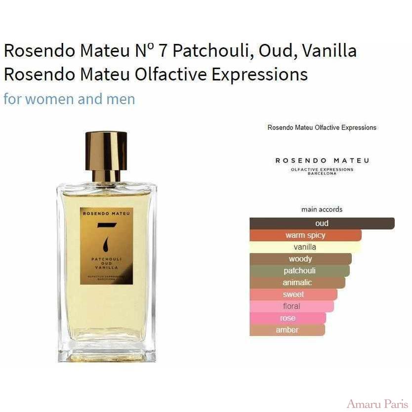 Nº 7 Patchouli, Oud, Vanilla Rosendo Mateu – échantillon et décant de parfum, vue 3