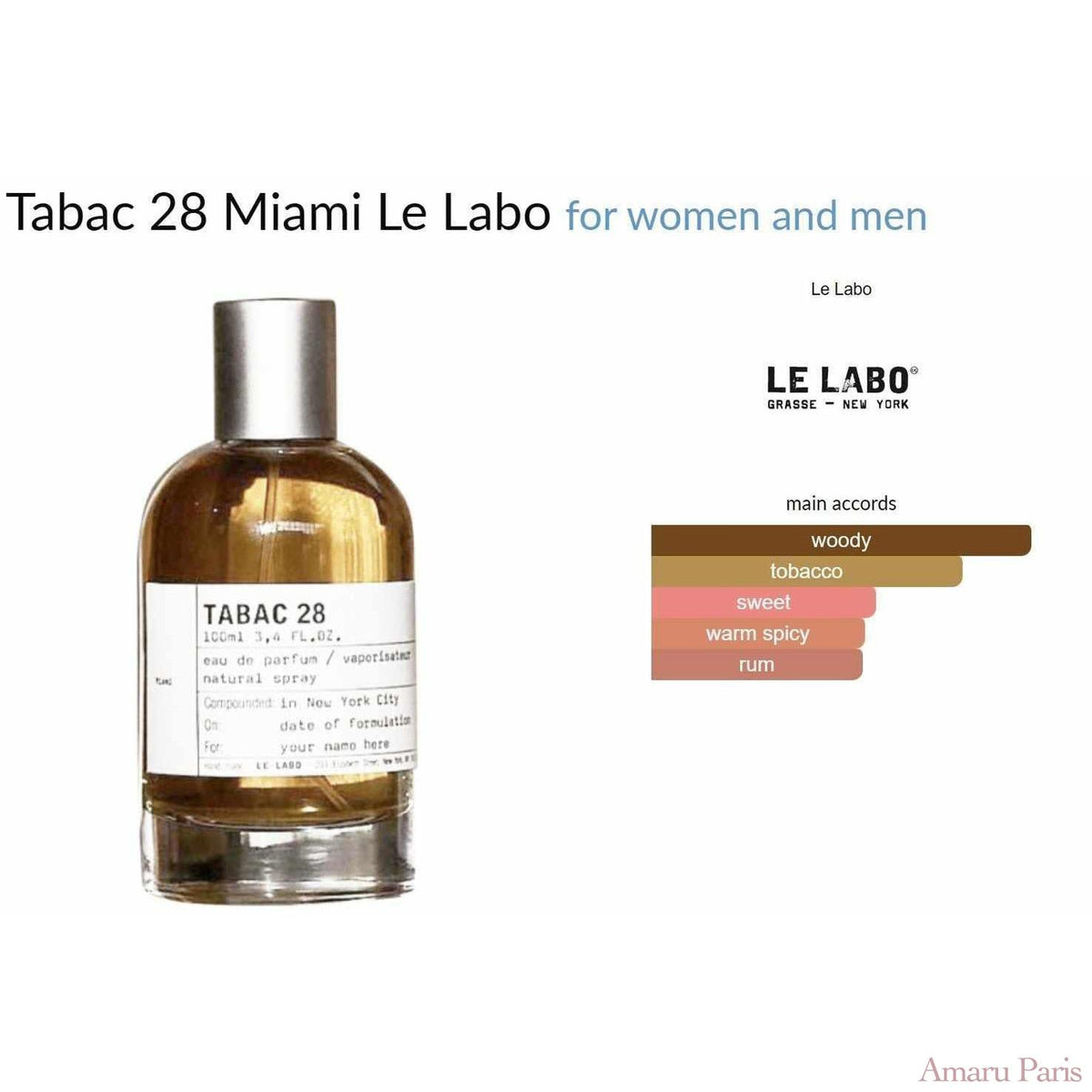 Tabac 28 Miami Le Labo for women and men - ParfumAmaruParis