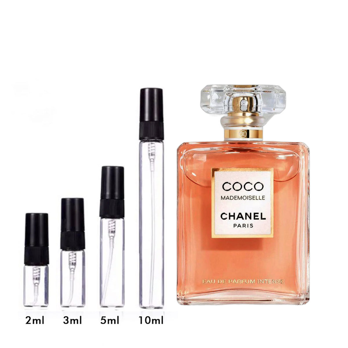 Parfum Coco Mademoiselle Intense Chanel pour femme - échantillons 2 ml, 3 ml, 5 ml et 10 ml