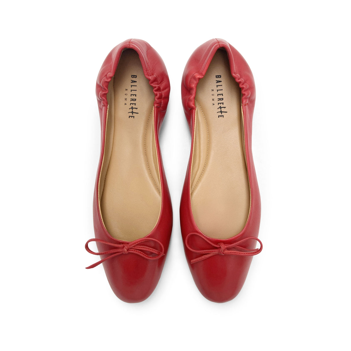 Ballerine a sacchetto rosse in pelle