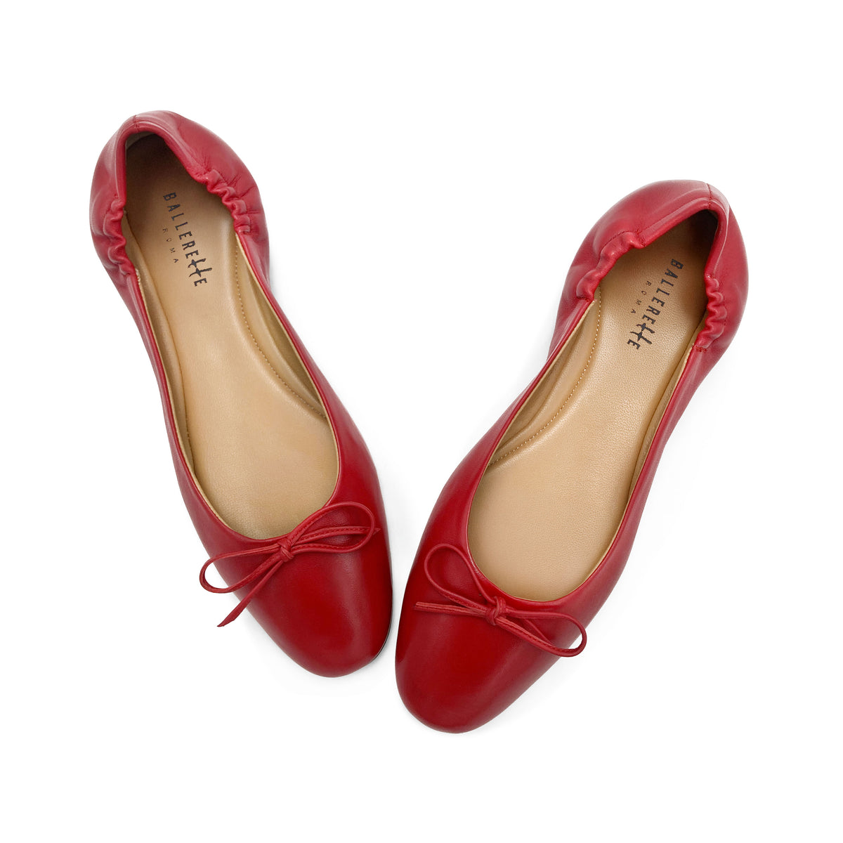 Ballerine a sacchetto rosse in pelle