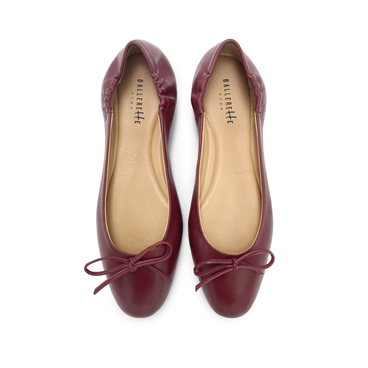 Ballerine a sacchetto bordeaux in pelle