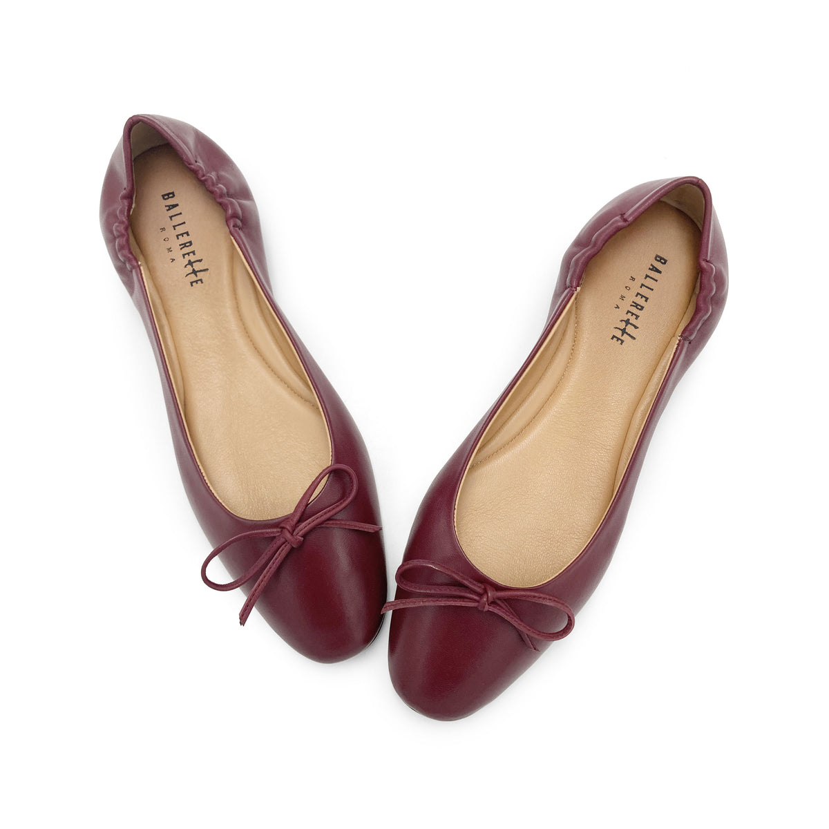 Ballerine a sacchetto bordeaux in pelle