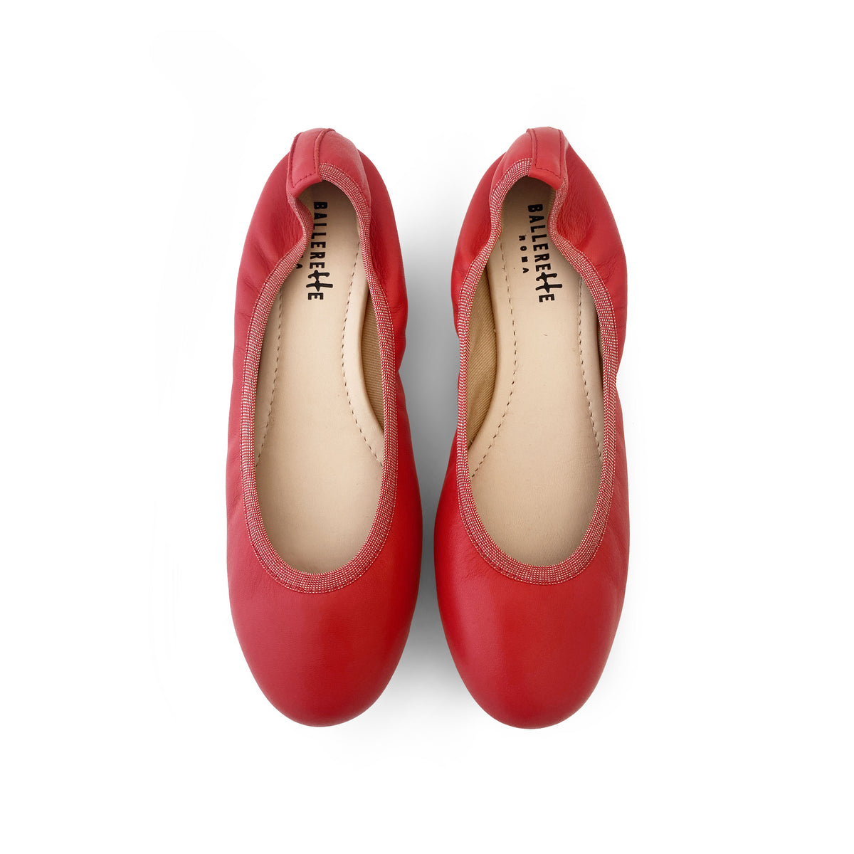 Ballerine con elastico in pelle corallo
