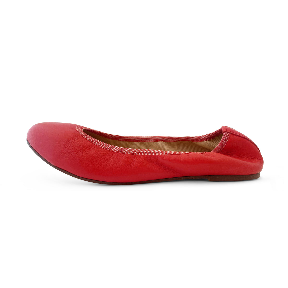 Ballerine con elastico in pelle corallo