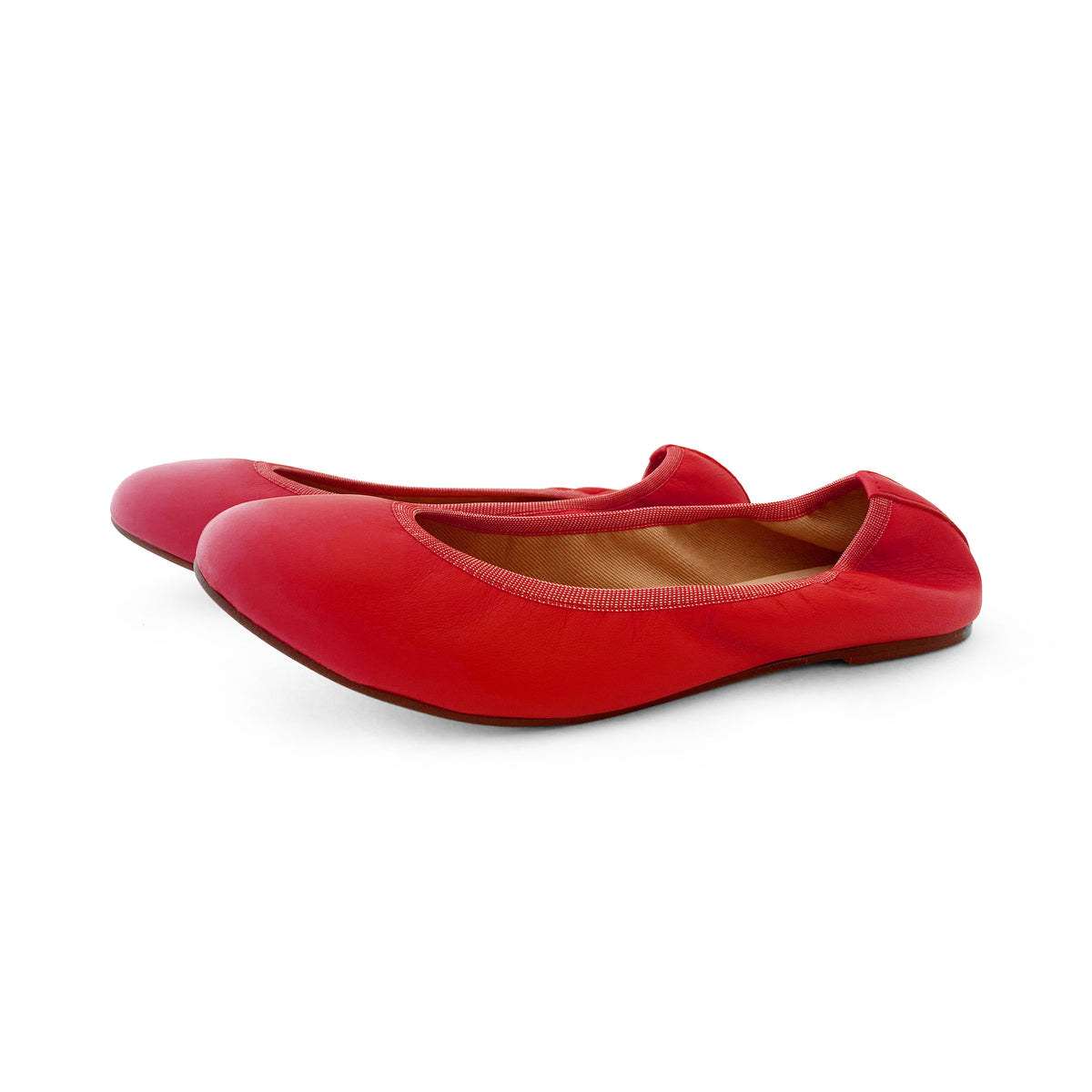 Ballerine con elastico in pelle corallo