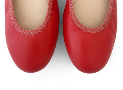Ballerine con elastico in pelle corallo