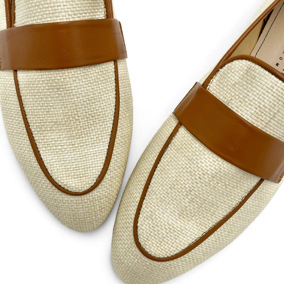 Mocasines de verano para mujer beige en rafia