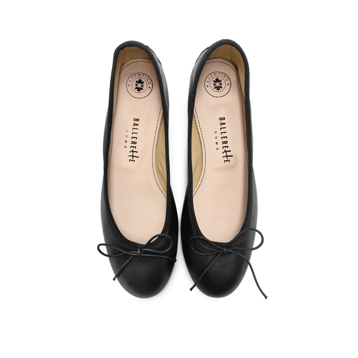 Ballerine in pelle nera con tacco alto