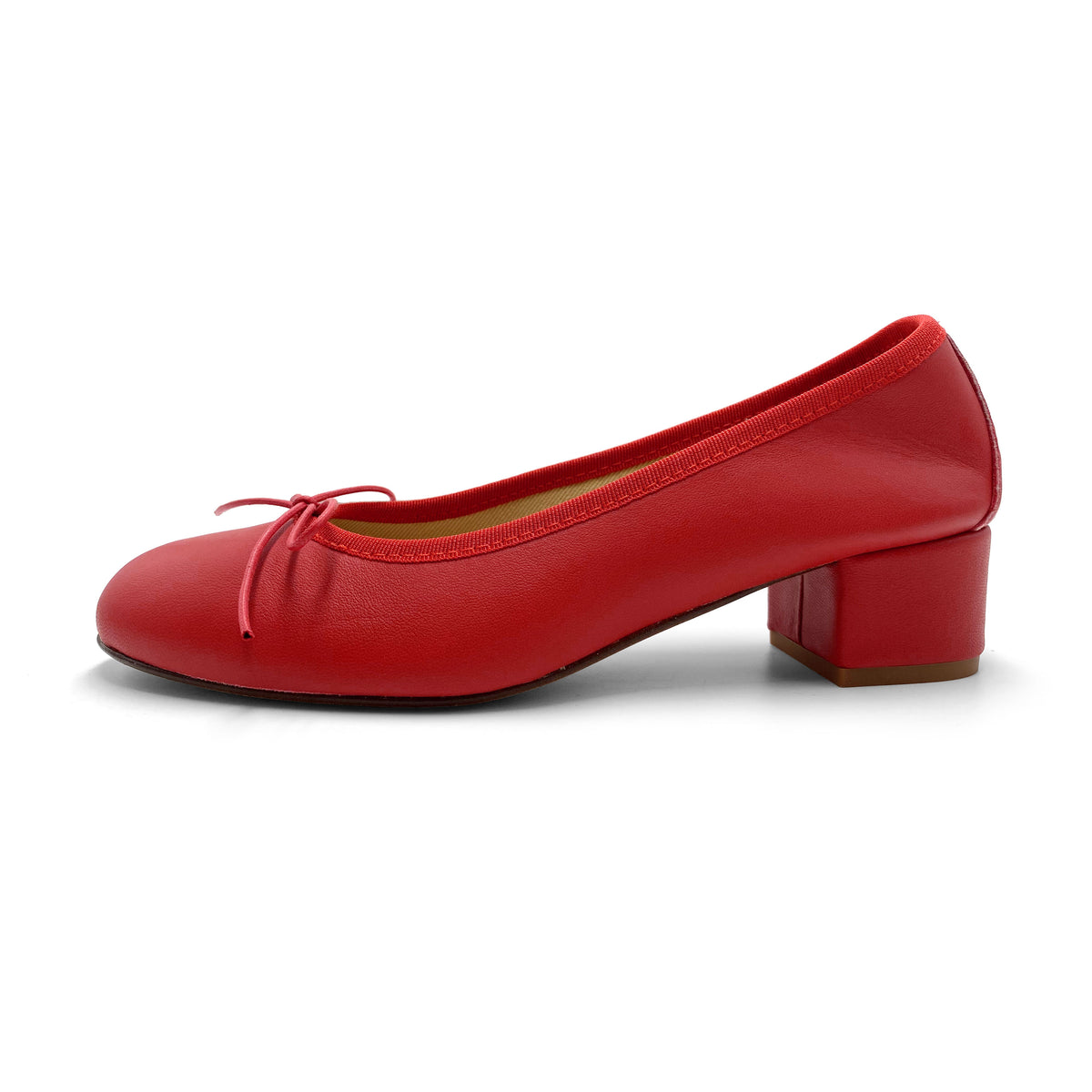 Rote Lederballerinas mit hohem Absatz