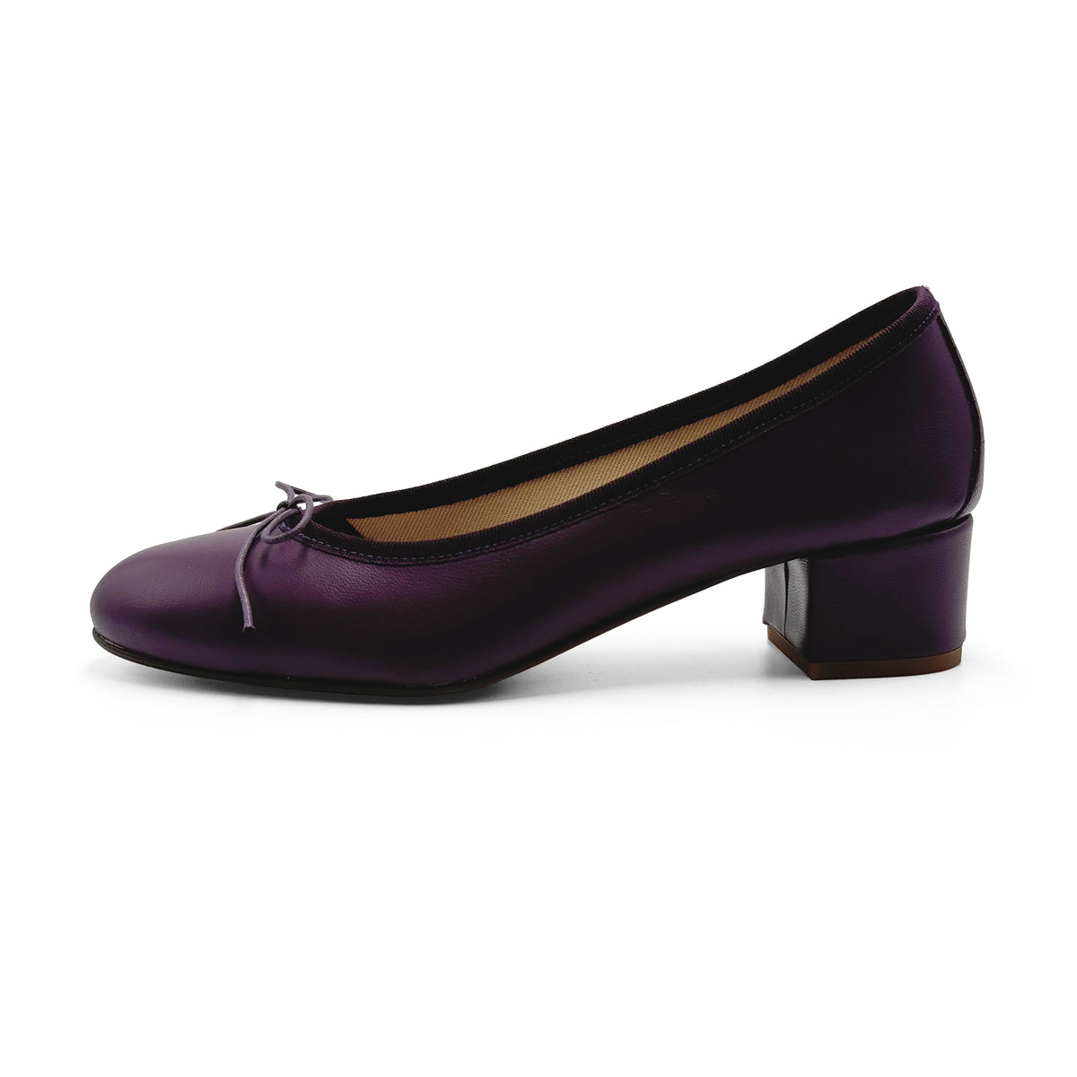 Lila Ballerinas aus Leder mit hohm absatz