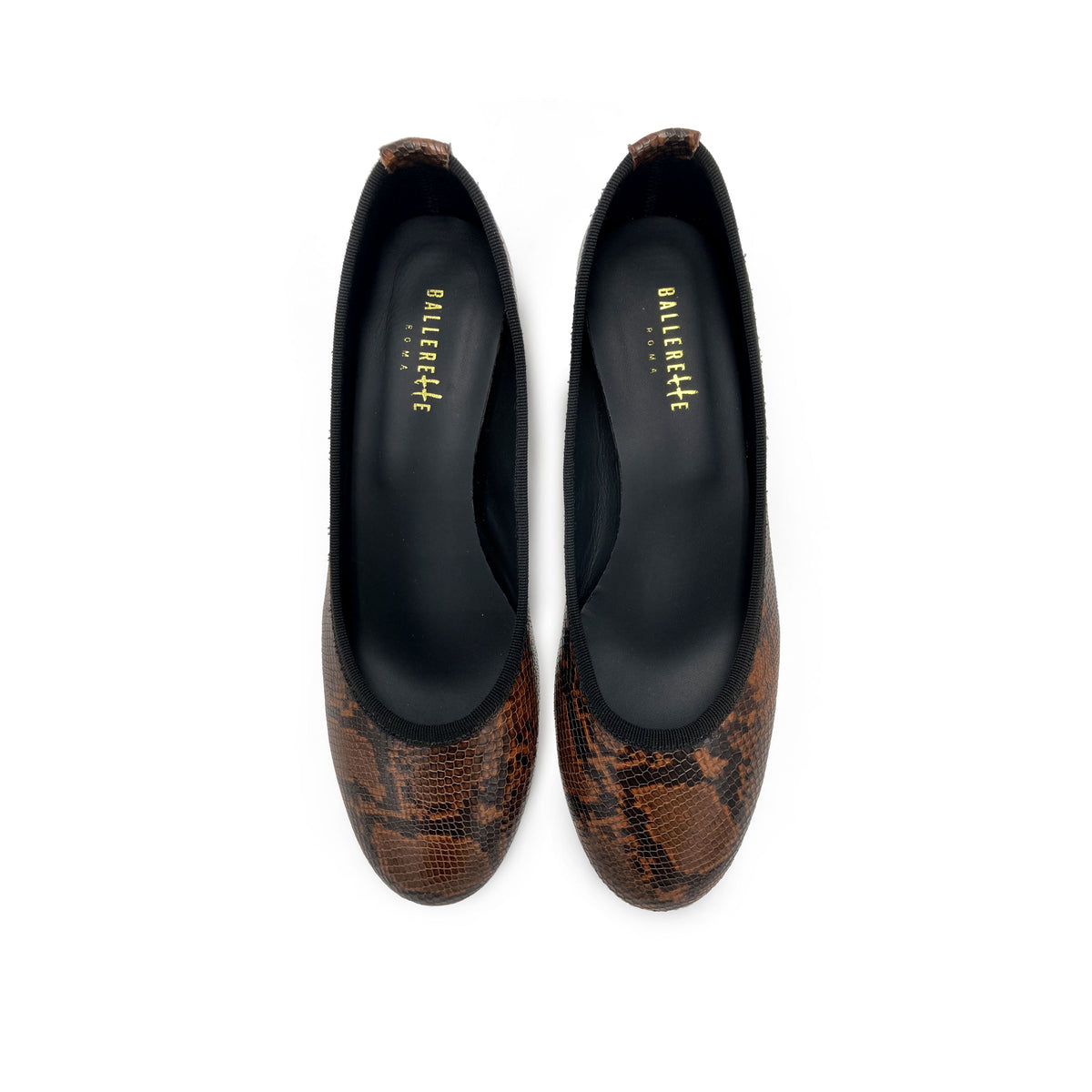 Brown animal print leather flats with high heel