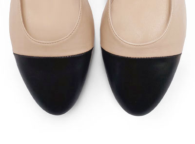Slingback Ballerinas aus Leder in Blush und Schwarz