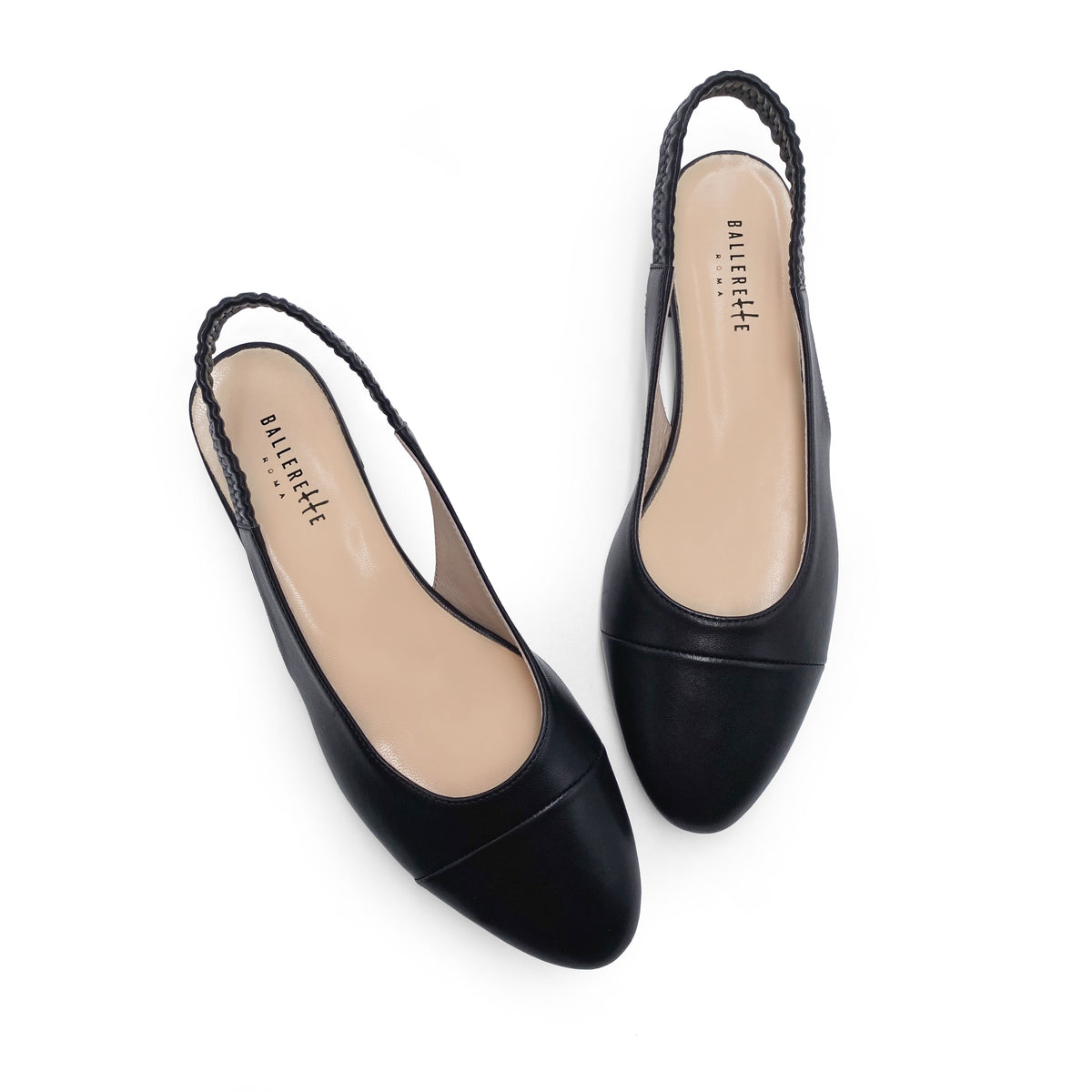 Ballerines slingback en cuir noir