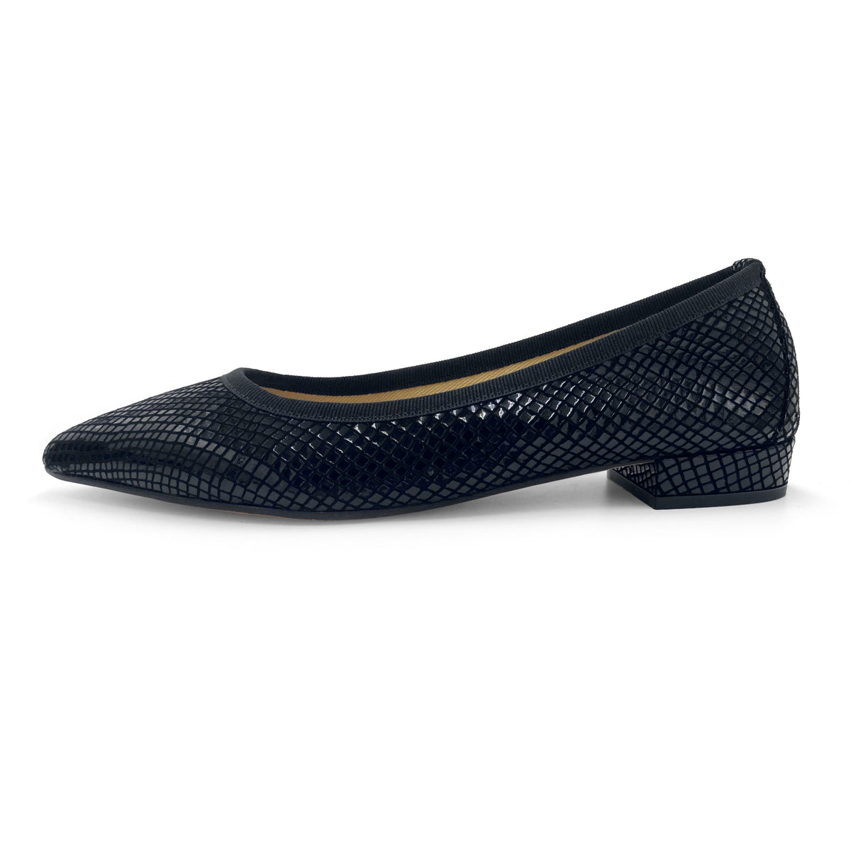 Laminierte Wildleder schwarz spitzen Tier Ballerinas