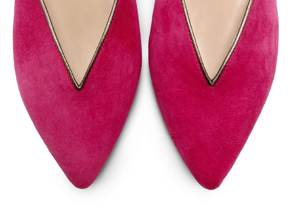 Sommer Mule Schuhe aus fuchsia Wildleder