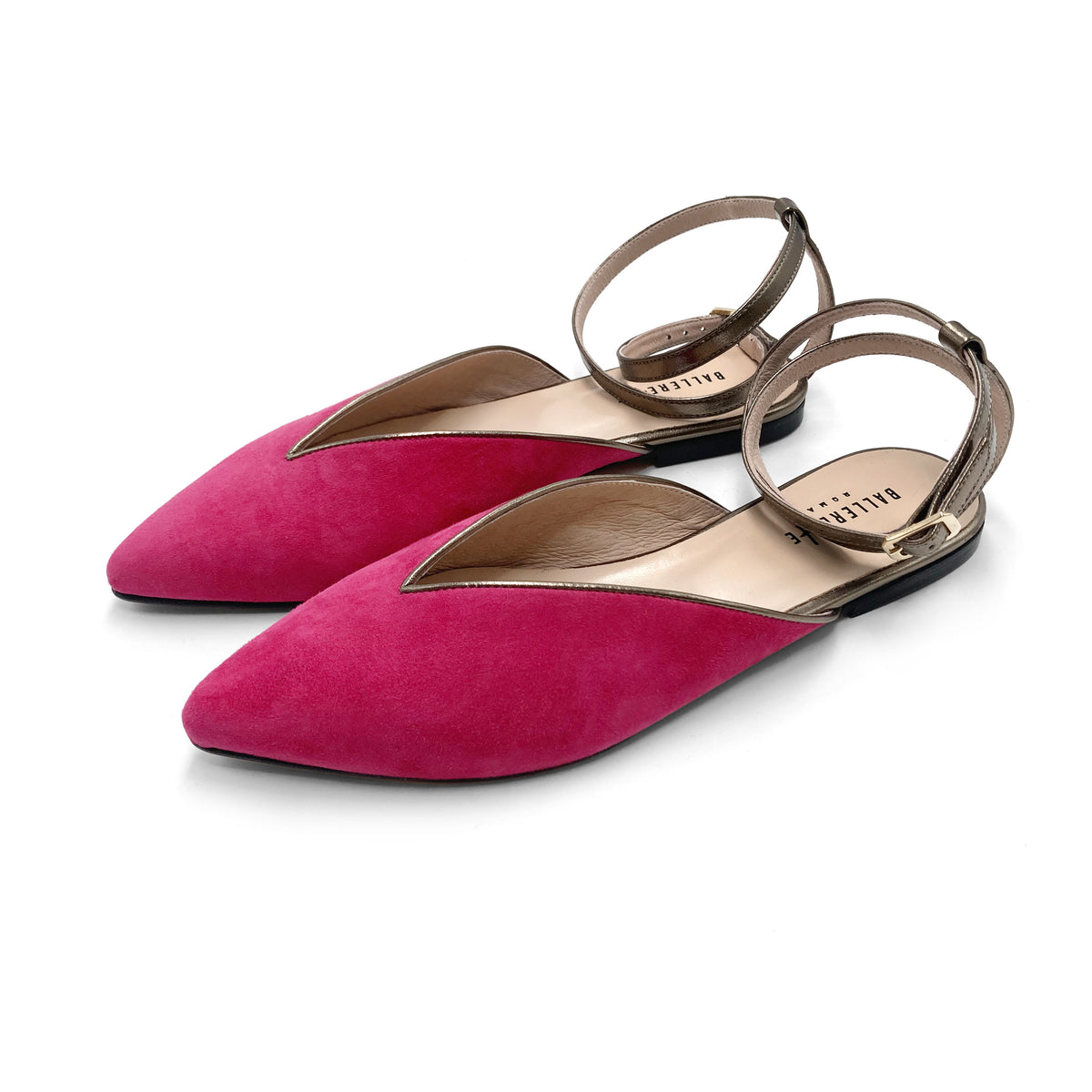 Sommer Mule Schuhe aus fuchsia Wildleder