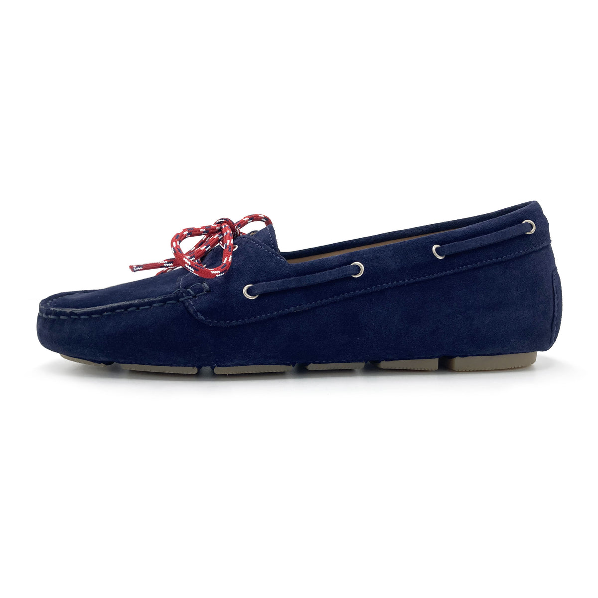 Mocassins bateau d’été pour femme en daim bleu avec lacets nautiques