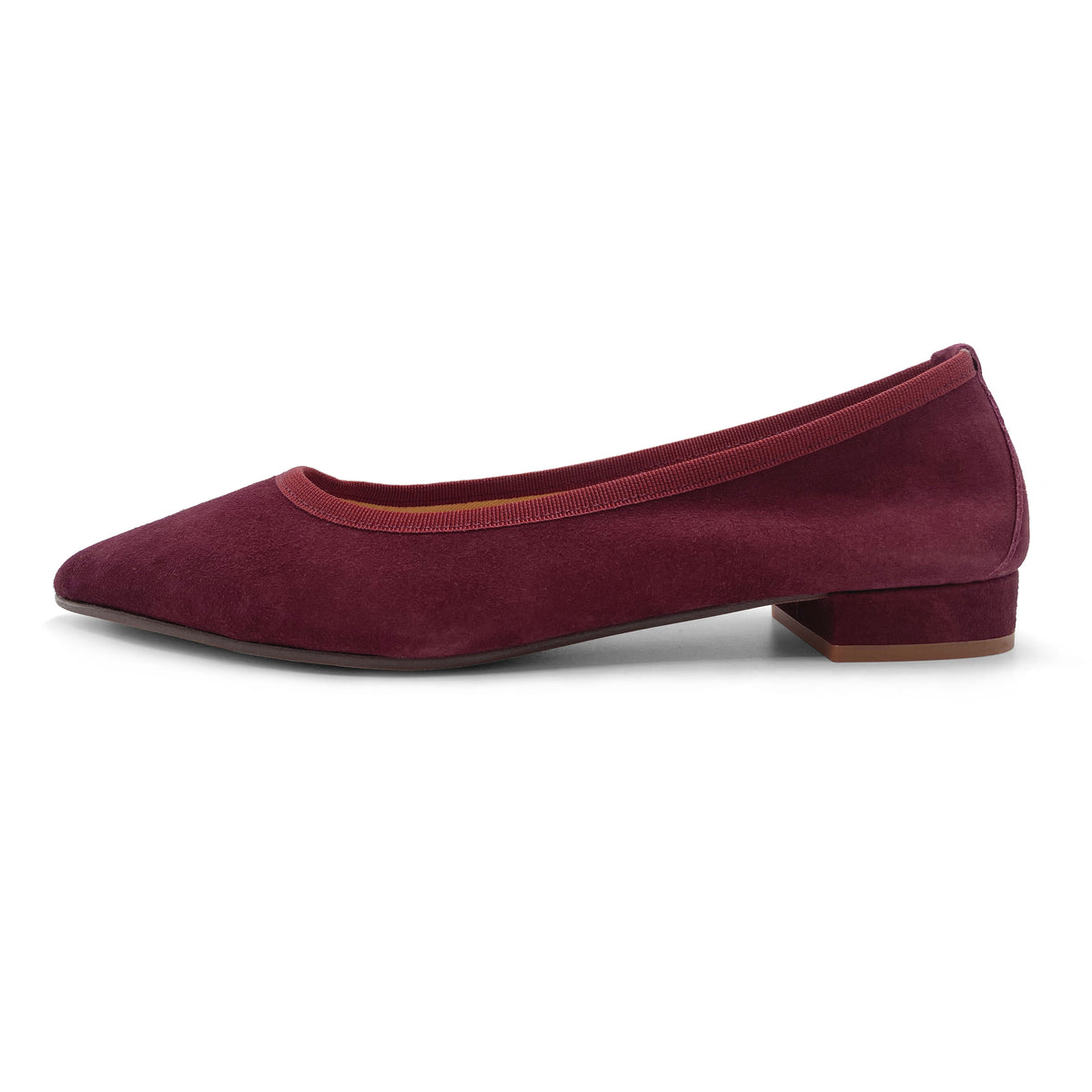 Ballerines pointues en daim bordeaux
