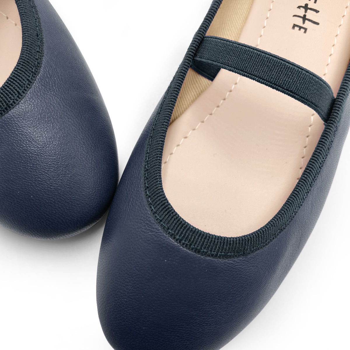 Blaue Lederballerinas für Mädchen mit Gummizug